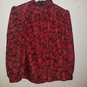 VINTAGE 80s Pykettes Floral Long Sleeve Blouse
